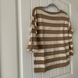 Gold and White Sparkle Striped Sweater, size Small